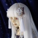 SALE♡ 髪飾り桜蝶 浅青 ♡1/4～1/3ドール向けサイズ ※ドール用アクセ