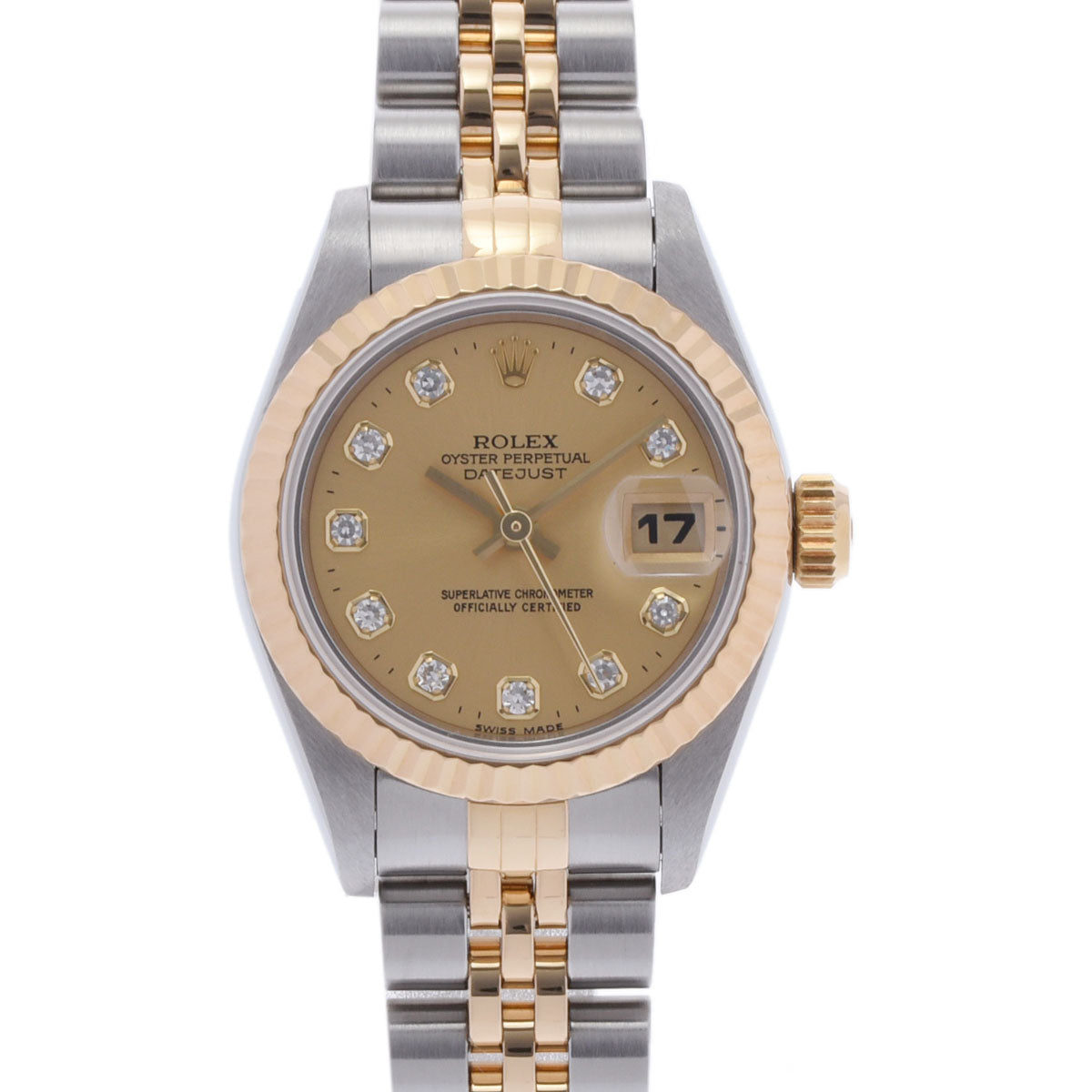 ROLEX ロレックス デイトジャスト 10Pダイヤ 69173G レディース YG/SS 腕時計 自動巻き シャンパン文字盤 Aランク 中古 