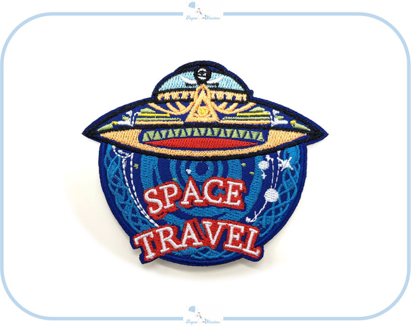 ES69 アップリケ 刺繍 アイロン ワッペン space travel 宇宙 UFO 宇宙旅行 古着 リメイク 海外