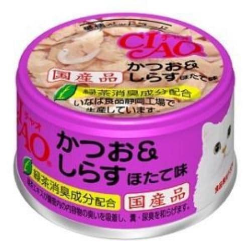 いなばペットフード チヤオ ホワイティ かつお＆しらす ほたて味 85g