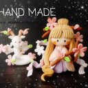 新作 *木花咲耶姫さま* 童話 マスコット ハンドメイド 粘土 人形