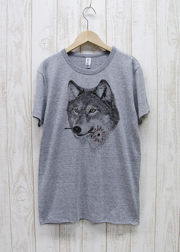 ronronWOLF Tee　Here you go（ヘザーグレー） / R027-TT-GR