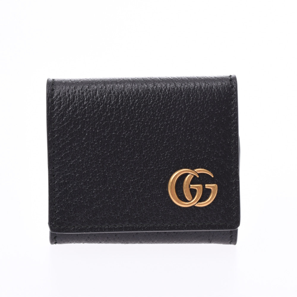 GUCCI グッチ GGマーモント 小銭入れ 黒 ゴールド金具 473959 ユニセックス レザー コインケース Aランク 中古 