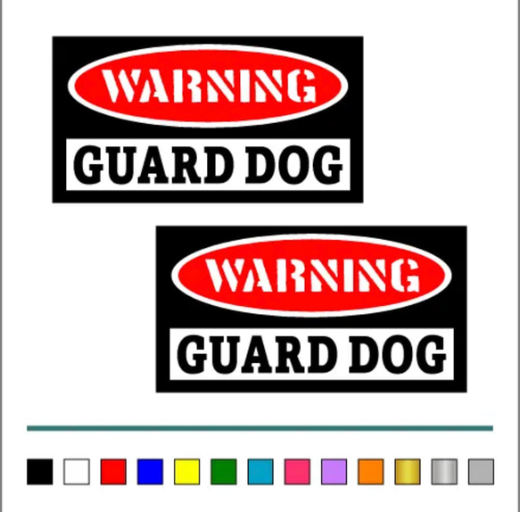 番犬 犬【 WARNINGA GUARD DOG 楕円 文字 】ステッカー お得2枚セット【カラー選択可】 送料無料♪