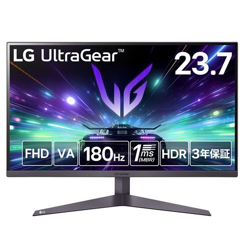 LGエレクトロニクス 24GS50F-B LG UltraGear／ゲーミングモニター／23.7型／VA／フルHD／ノングレア／180Hz／FreeSync／HDR10