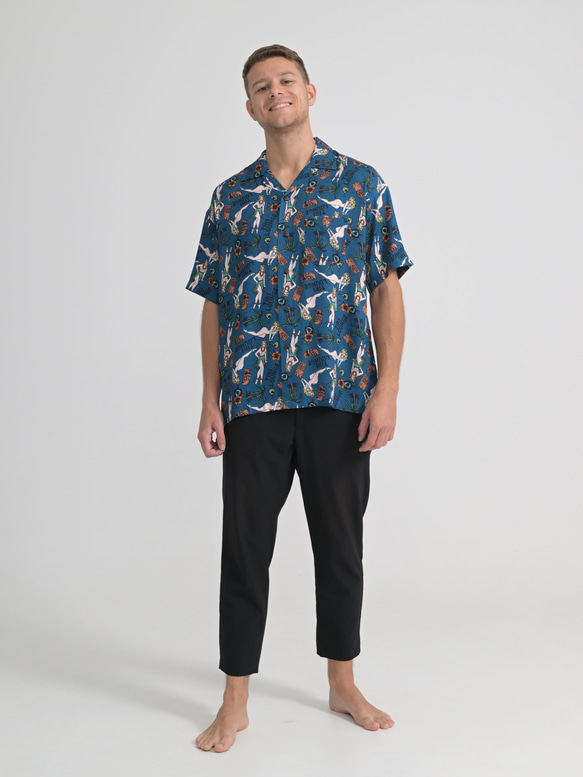 TIKI LOUNGE アロハシャツ ROYALBLUE ALOHA SHIRT GUMMY 沖縄　かりゆし