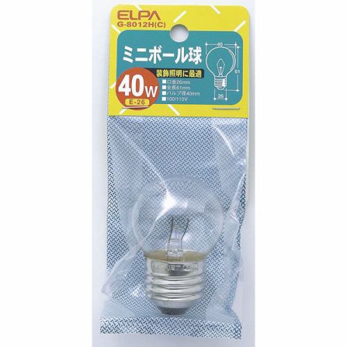 ELPA G-8012H(C) ミニボール球 40W E26 G40 クリア