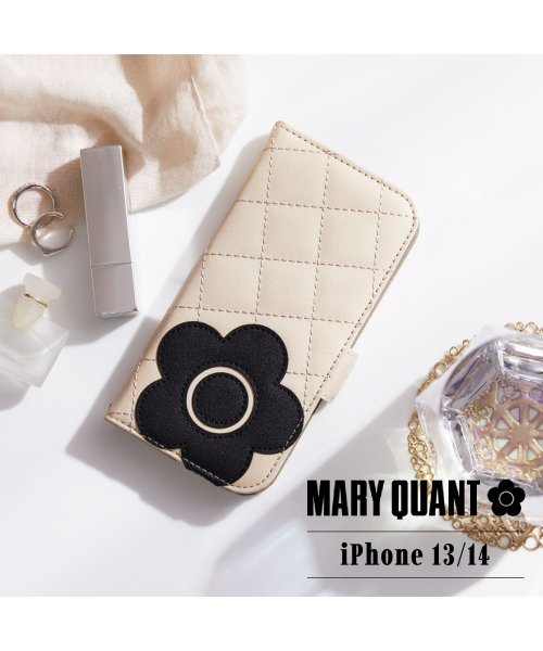 MARY QUANT マリークヮント iPhone 14 13 ケース スマホケース 携帯 レディース PU QUILT LEATHER BOOK TYPE C