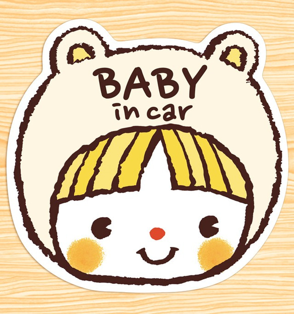 BABY IN CAR マグネットステッカー(鼻が赤いくまちゃん）