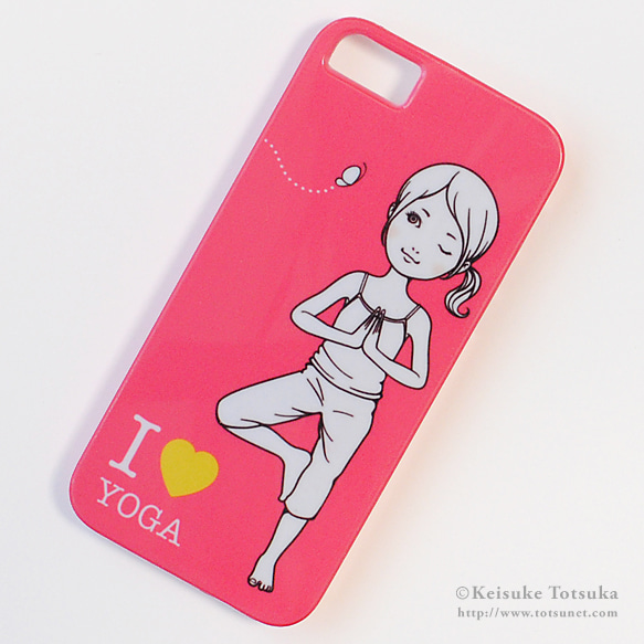 iPhoneケース／I LOVE YOGA (ピンク)