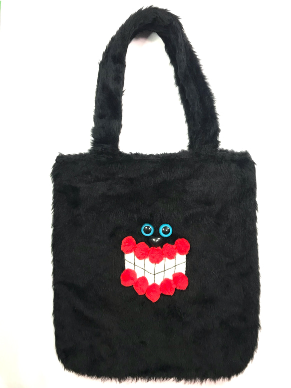 【9月下旬発送予定】KOKESHI375 Creepy tote bag [black×red lips]