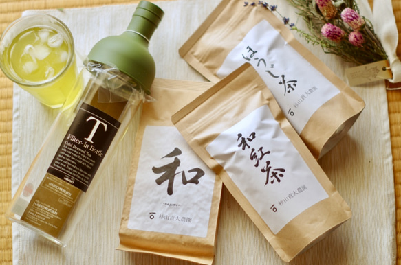 夏はボトルで水出し！「和200g・和紅茶50g・ほうじ茶50g」&フィルタインボトルセット