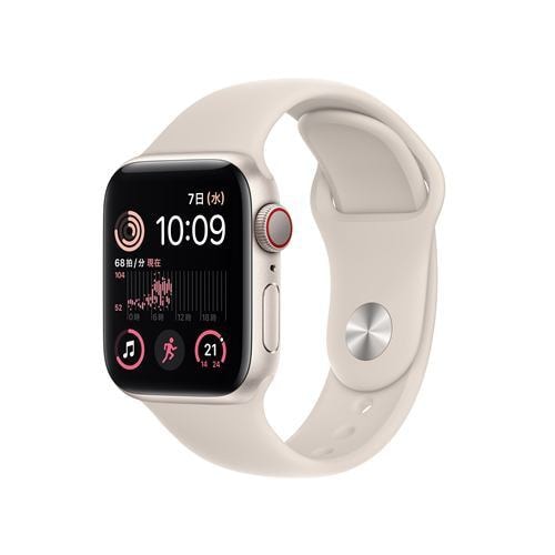 【台数限定】アップル(Apple) MNPH3J/A AppleWatch SE (GPS+Cellularモデル)40mmスターライトアルミニウムケースとスターライトスポーツバンド レギュラー