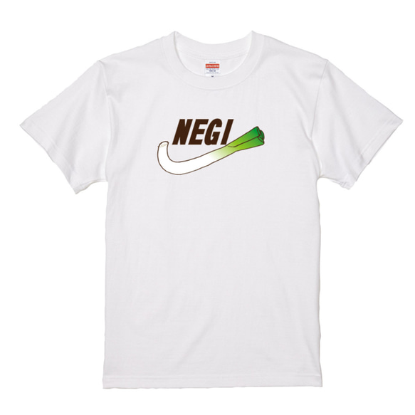 【送料無料】「NEGI」（ホワイト）大人気のおもしろTシャツ【ゆうパケット送料サービス】