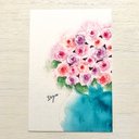 ????透明水彩画「Rose」 イラストポストカード　バラ　薔薇　花　フラワー　メッセージカード????