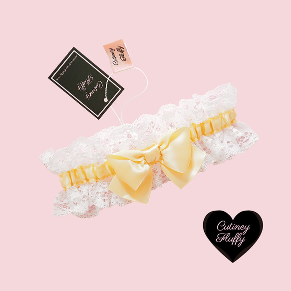 ♡Whip Garter Ring♡リボン　リングガーター　レッグガーター　キャットガーター　(ダブルホワイトレース）パ