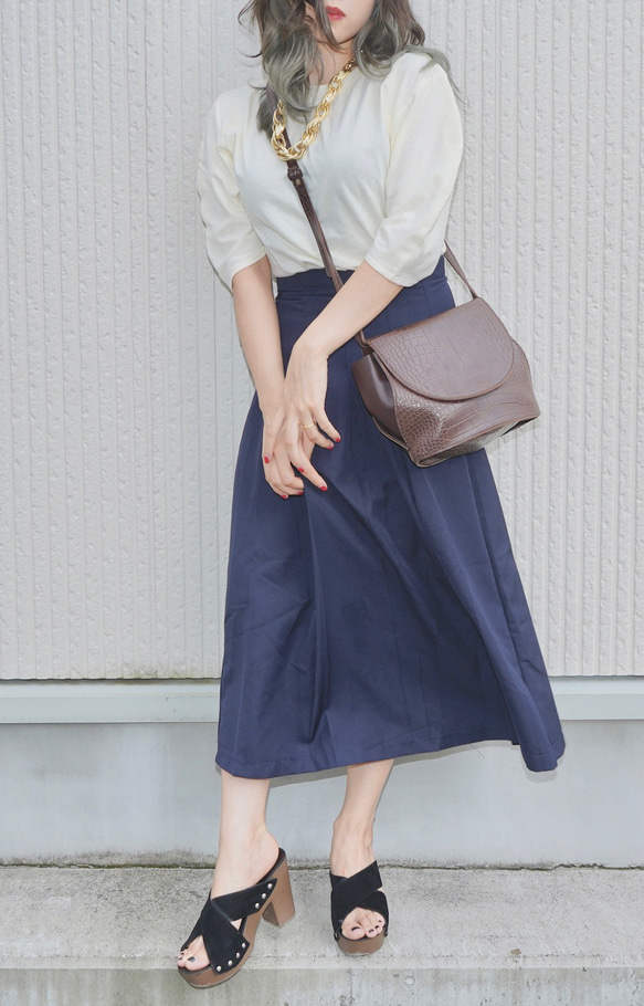 Indigo Pleats Long Skirt ロングスカート ブルー 青 カジュアル