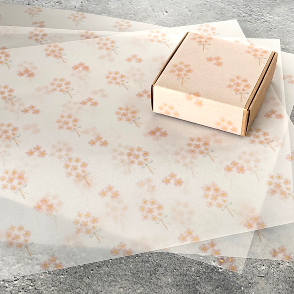 sakura design paper　A4 トレーシングペーパー　(包装紙　桜　プチギフト 送別　母の日　春　花)