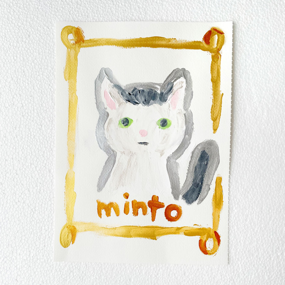 「うちの猫」 アート　絵画　抽象画　アクリル画　ねこ