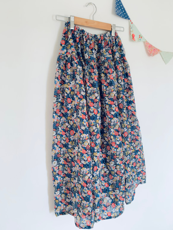 ＊belle fleurs♪リップルマキシティアードスカート(navy)＊