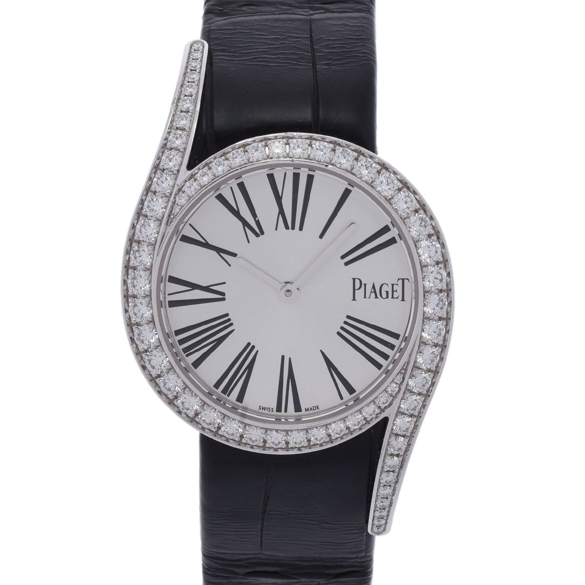 PIAGET ピアジェ ライムライト ガラ ダイヤベゼル G0A38160 レディース WG/革 腕時計 クオーツ シルバー文字盤 Aランク 中古 