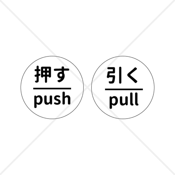 トイレのドアや主導のドアに貼って便利！Pull、Push！2枚セットでお得色付きシール！【色付きシール・防水シール】