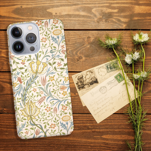 【モリス柄最多の品揃え　高精細画像使用】 iPhoneケース　ウィリアム・モリス　Flora