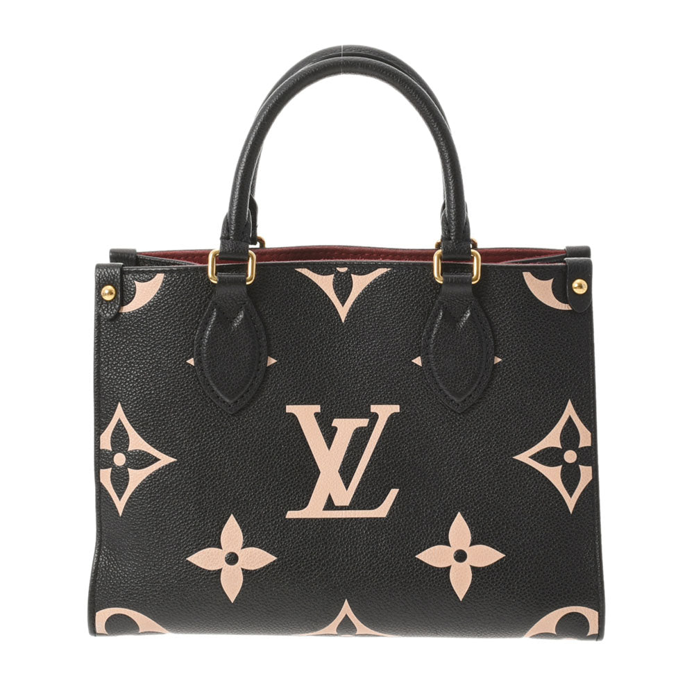 【2025年の人気アイテム】 LOUIS VUITTON ルイヴィトン モノグラム アンプラント オンザゴーPM  ノワール/ベージュ M45659 レディース レザー ハンドバッグ Bランク 中古 _画像1