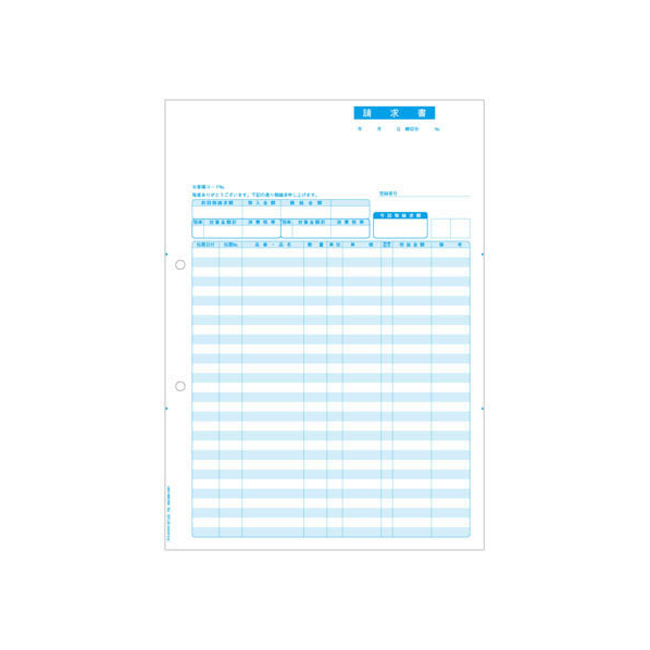 ヒサゴ 請求書 A4タテ 1面 2穴 インボイス対応 500枚 FC91602-BP1420