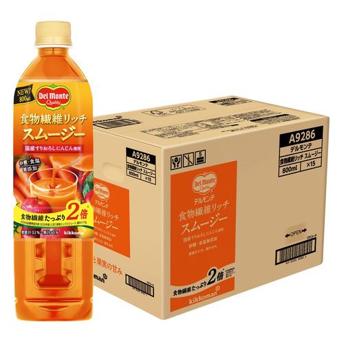 デルモンテ 食物繊維リッチ スムージー 800ml15本【セット販売】