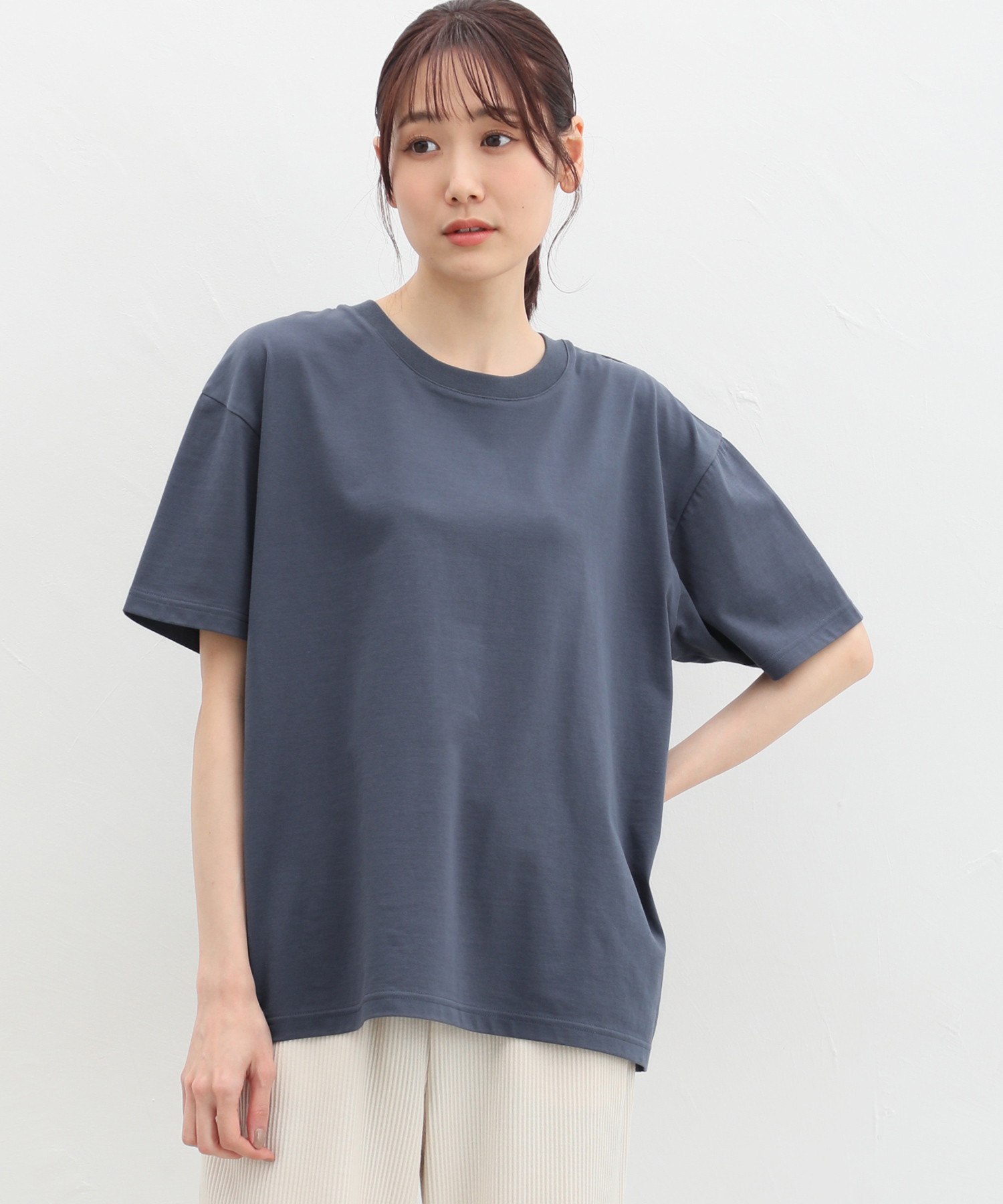 ハニーズ/きれいめＴシャツ トップス Tシャツ オーバーサイズ 接触冷感 UVカット 無地 綿混