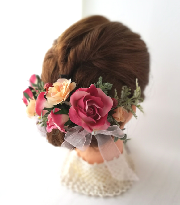 プリンセスローズとベリーのヘッドドレス☆*:.ローズピンク Princess rose headdreress