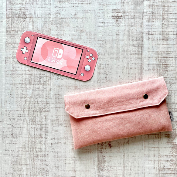 switch lite ポーチ　コーラルピンク