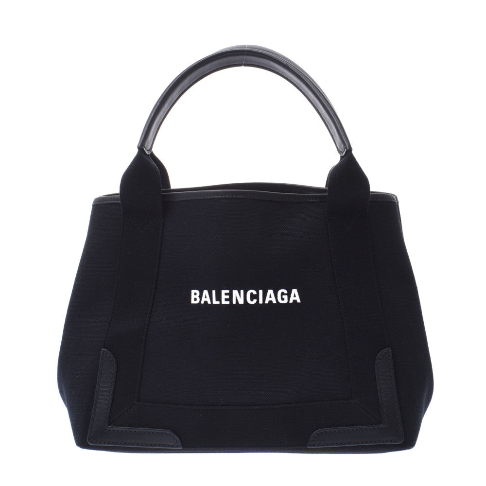 BALENCIAGA バレンシアガ ネイビーカバ S 黒 339933 レディース キャンバス/レザー ハンドバッグ ABランク 中古 