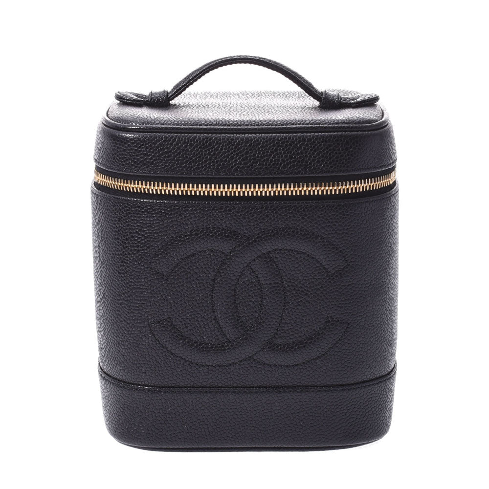 CHANEL シャネル 縦型バニティ 黒 ゴールド金具 レディース キャビアスキン ハンドバッグ Aランク 中古 