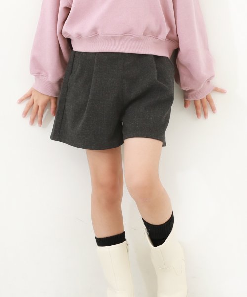 ハイウエスト タックショートパンツ 子供服 キッズ 女の子 ボトムス ハーフパンツ ショートパンツ タック 起毛