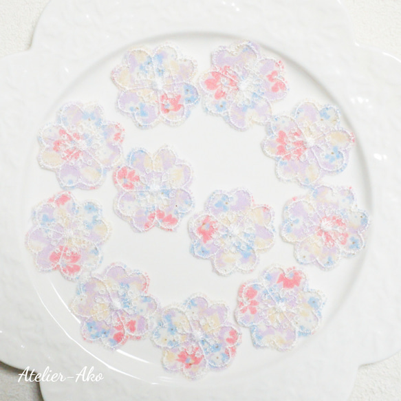 10pcs♡刺繍　レース　モチーフ　フラワー　花柄