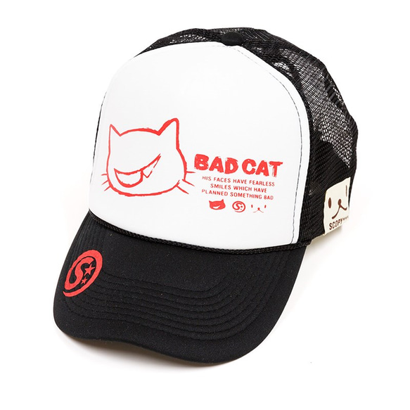 SCOPYネコ　メッシュキャップ「BAD CAT」ブラック