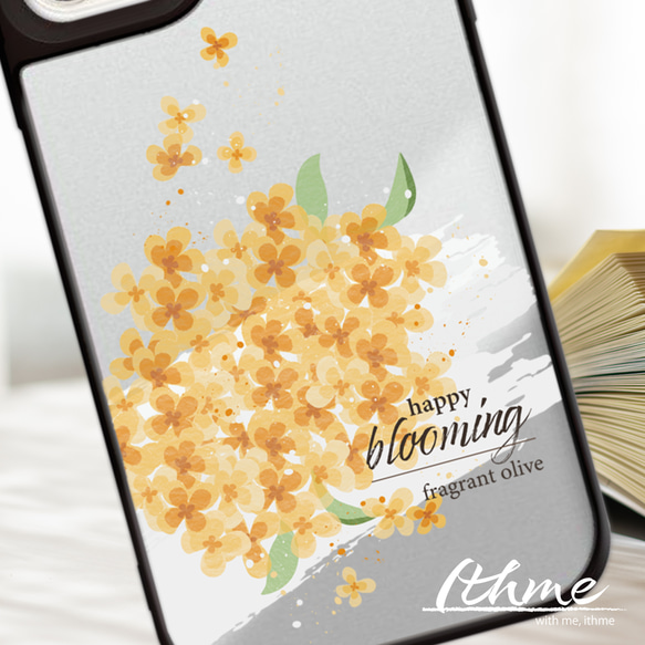 ミラー / blooming ★ 名入れ可【スマホケース・耐衝撃グリップミラーケース iphone カバー・金木犀・花】