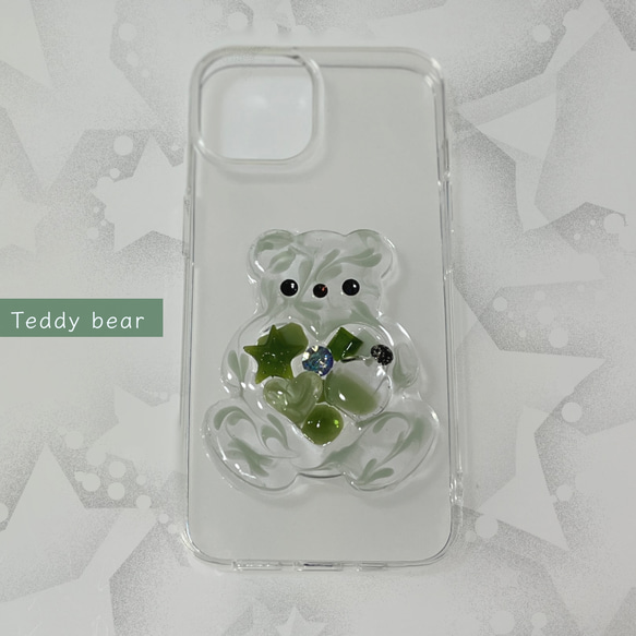 Teddy Bear Jewelry スマホケース -モスグリーン-