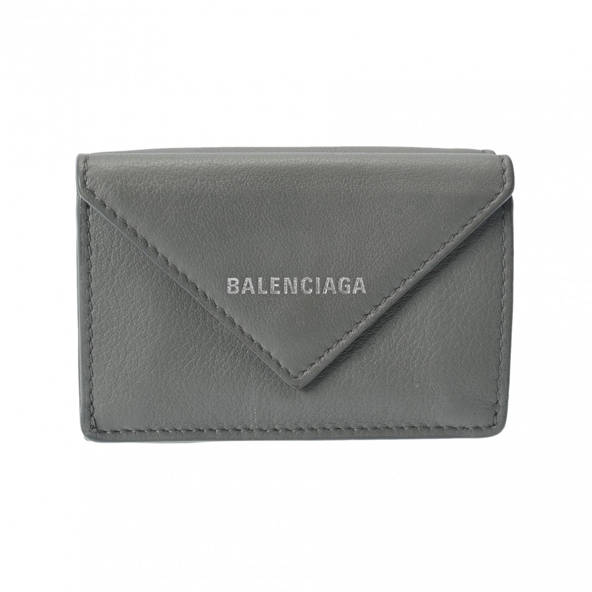 BALENCIAGA バレンシアガ ペーパー ミニ ウォレット グレー 391446 ユニセックス レザー 三つ折り財布 ABランク 中古 -  inkandpage.co