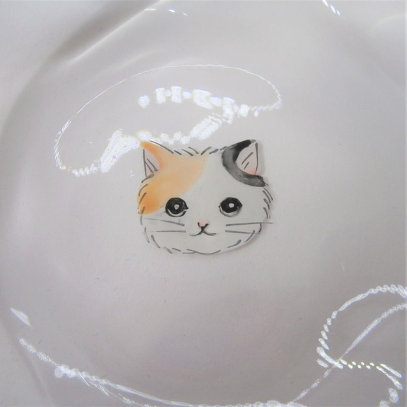 豆皿　「ミケ・face」京絵付けガラス　京都　京焼　清水焼　猫　ねこ