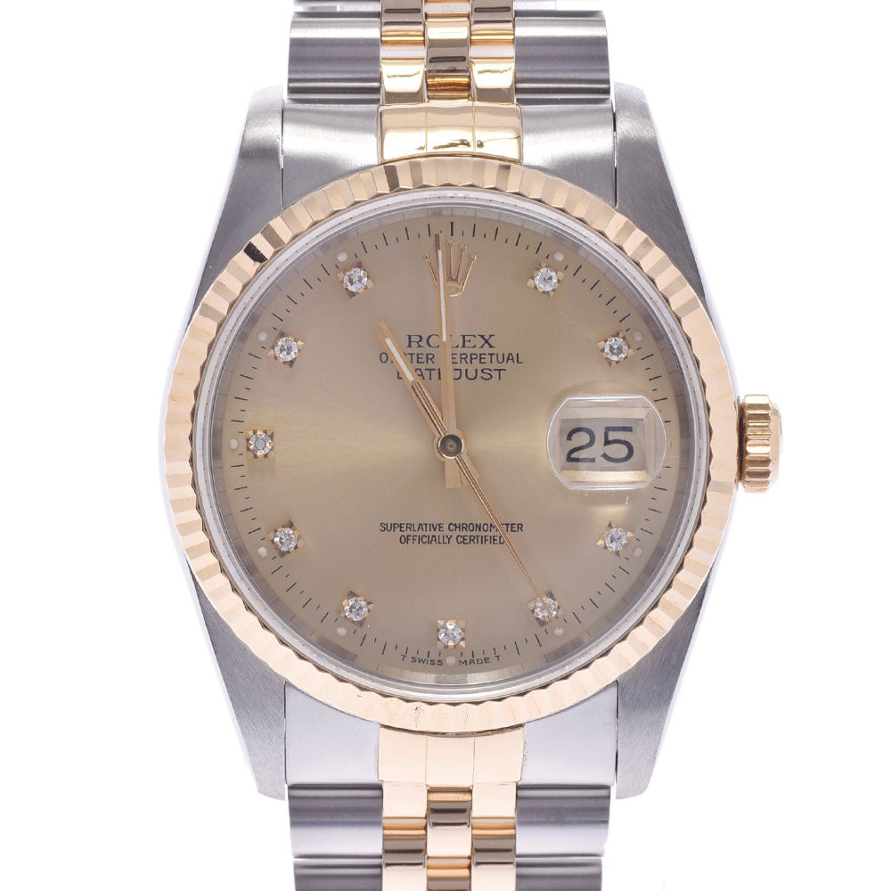 ROLEX ロレックス デイトジャスト 10Pダイヤ 16233G メンズ YG/SS 腕時計 自動巻き シャンパン文字盤 Aランク 中古 