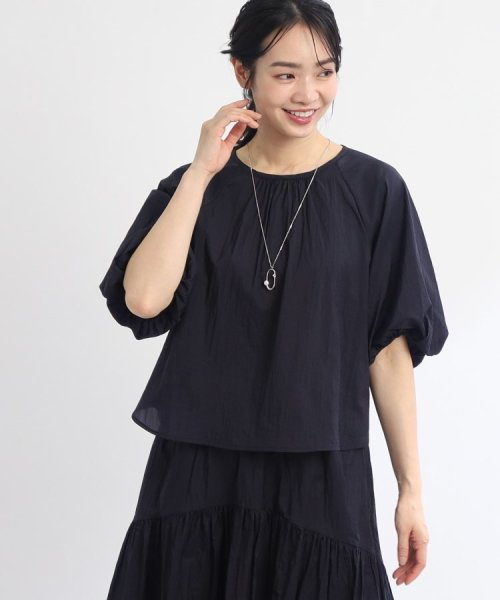 【春SALE/E‐QUALITY/セットアップ可／洗える】袖コンシャスシアーブラウス