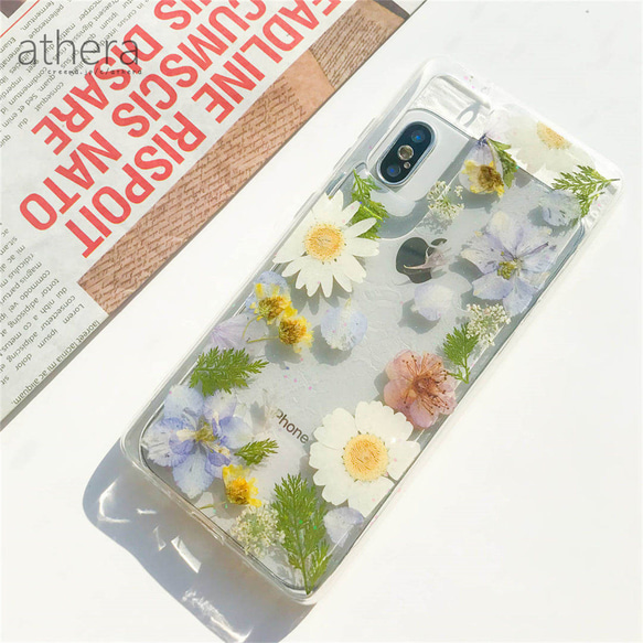 全機種対応 植物標本のような 押し花 スマホケース　iPhone 13  iPhone 12 Galaxy AQUOS