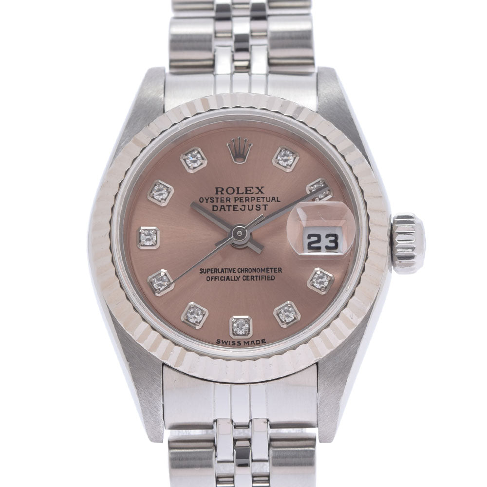 ROLEX ロレックス デイトジャスト 10Pダイヤ 79174G レディース SS/WG 腕時計 自動巻き ピンク文字盤 Aランク 中古 