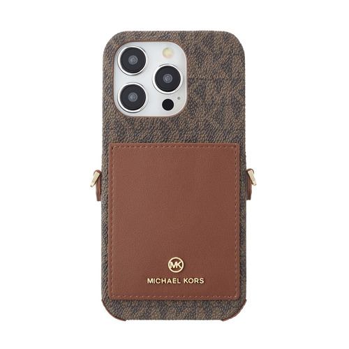 MICHAEL KORS Wrap Case Pocket with Strap for iPhone 15 Pro [ Brown ] MKWSBRWPWIP2361P ブラウン