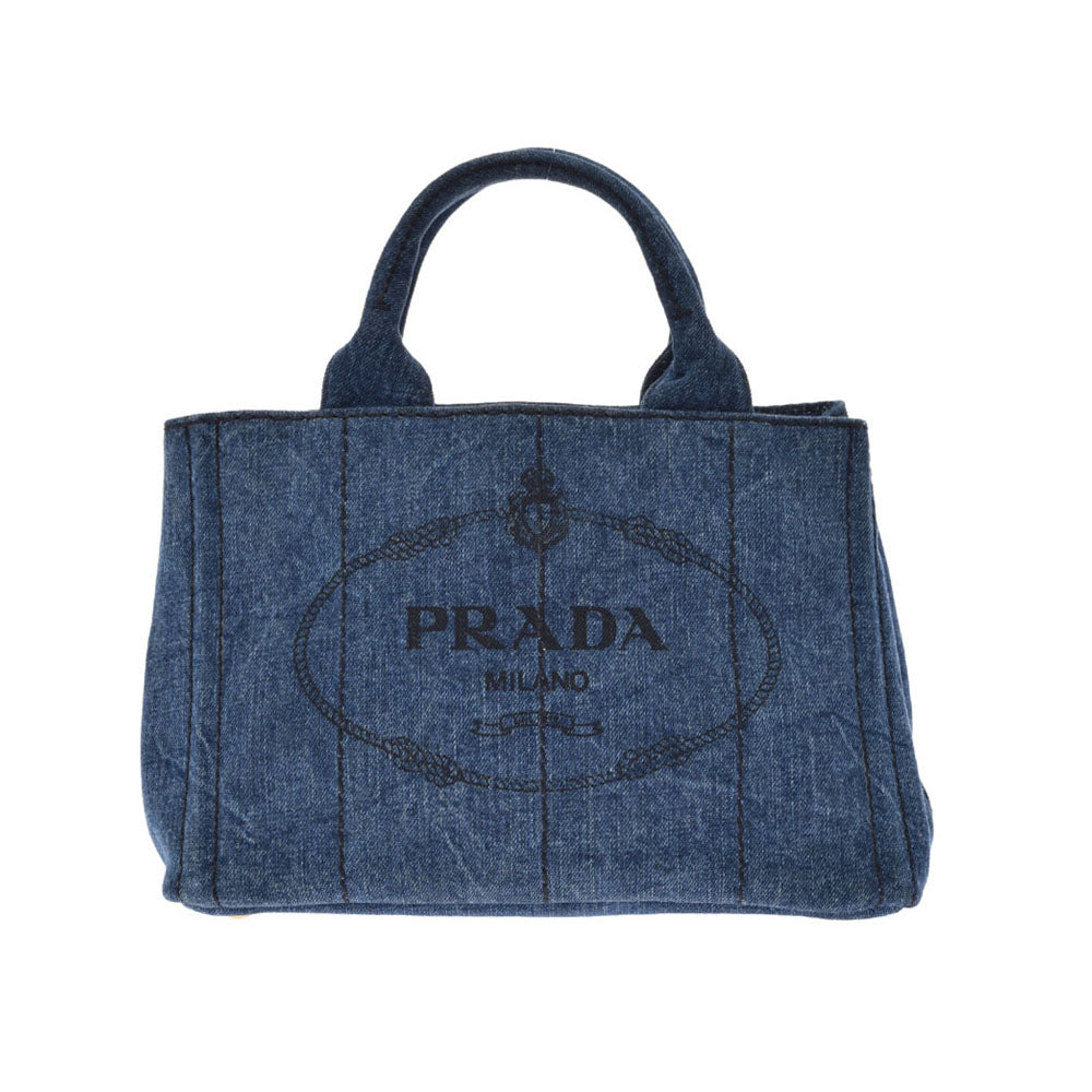 PRADA プラダ カナパミニ 青 BN2439 レディース デニム ハンドバッグ Bランク 中古 