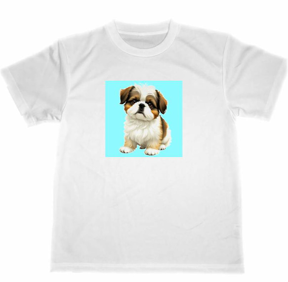 シーズー　ドライ　Tシャツ　犬　グッズ　イラスト　アート　Shih Tzu dog T-shirt