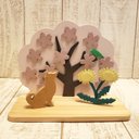 受注制作☆動物の変更も色変更も可能！☆春☆桜と柴犬の置物☆たんぽぽ☆お花見